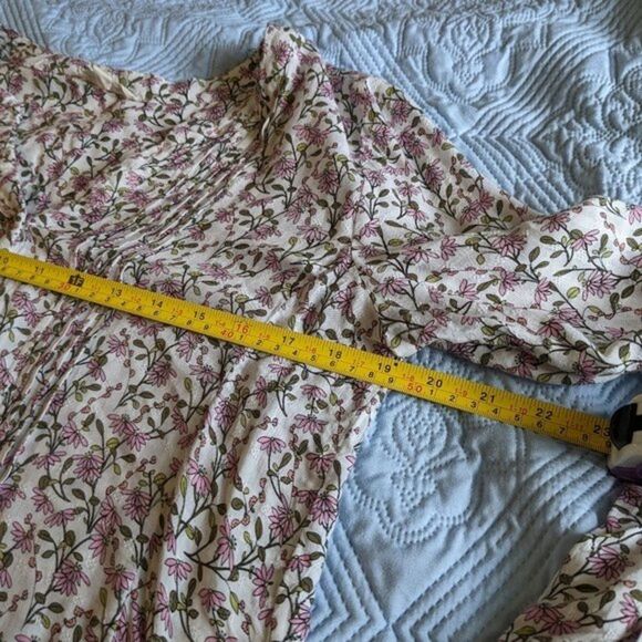 Jane and Delancy floral button down shirt white w/ pink flowers sz M - Picture 6 of 8